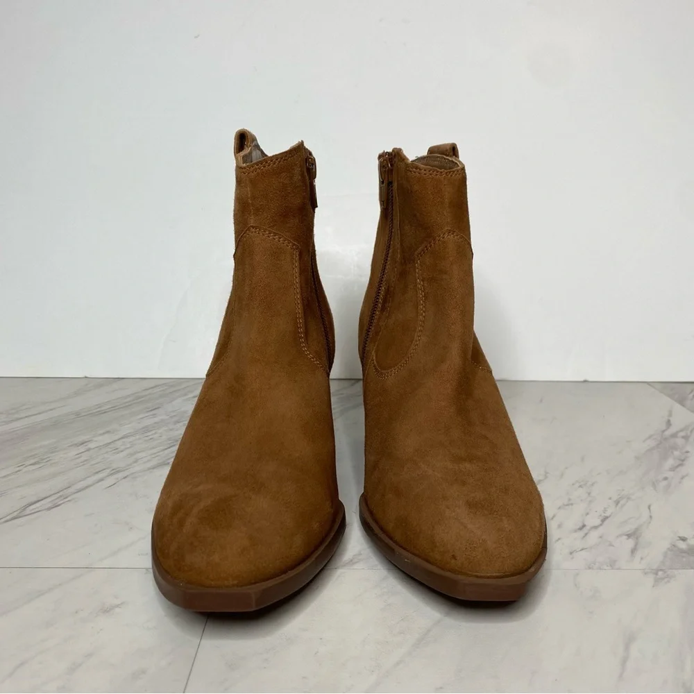 Seychelles Brown Suede Stacked Heel Bootie 6.5